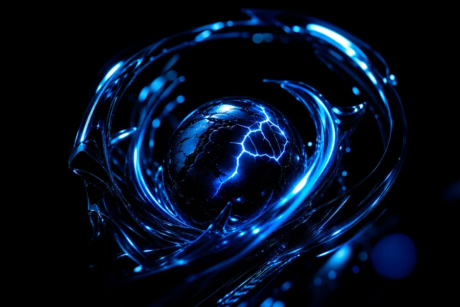 Black Background Blue Neon Shape Amoled Wallpaper 6 4K 4