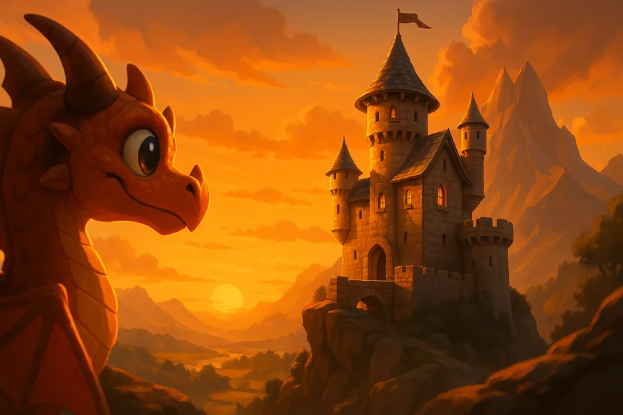 Cartoon Dragon Flying Over Mountains Cartoon Wallpaper 4 4K