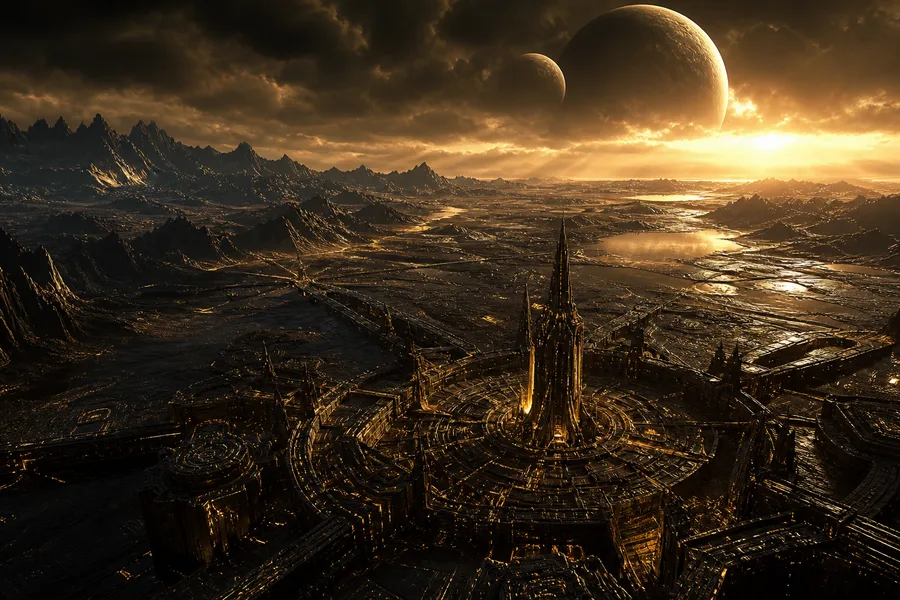 Cinematic Alien Planet Landscape With Two Moons Movie Wallpaper  8 4K