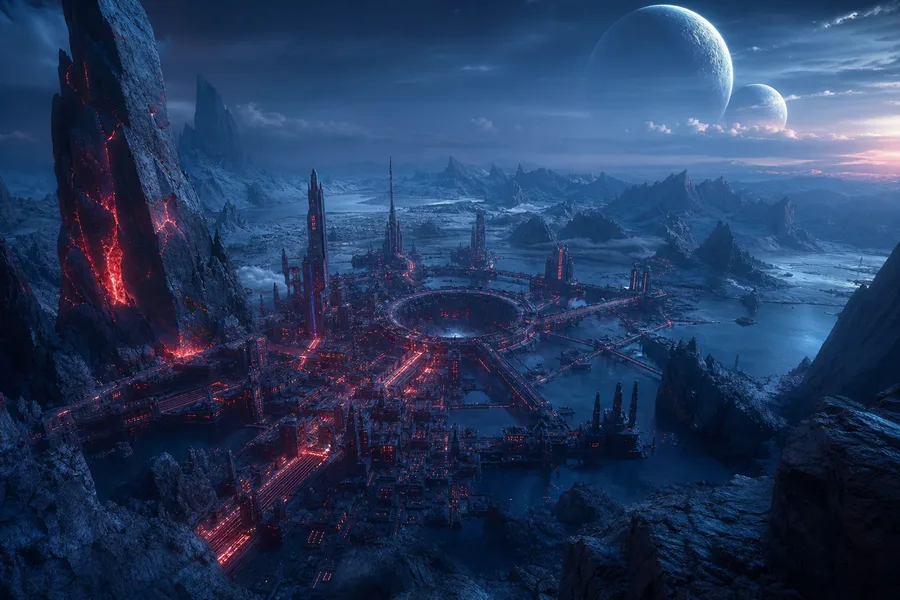 Cinematic Alien Planet Landscape With Two Moons Movie Wallpaper 8 4K 3