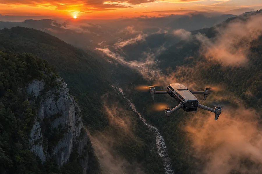 Cinematic Drone Above Forest Valley Drone Wallpaper 4 4K 4
