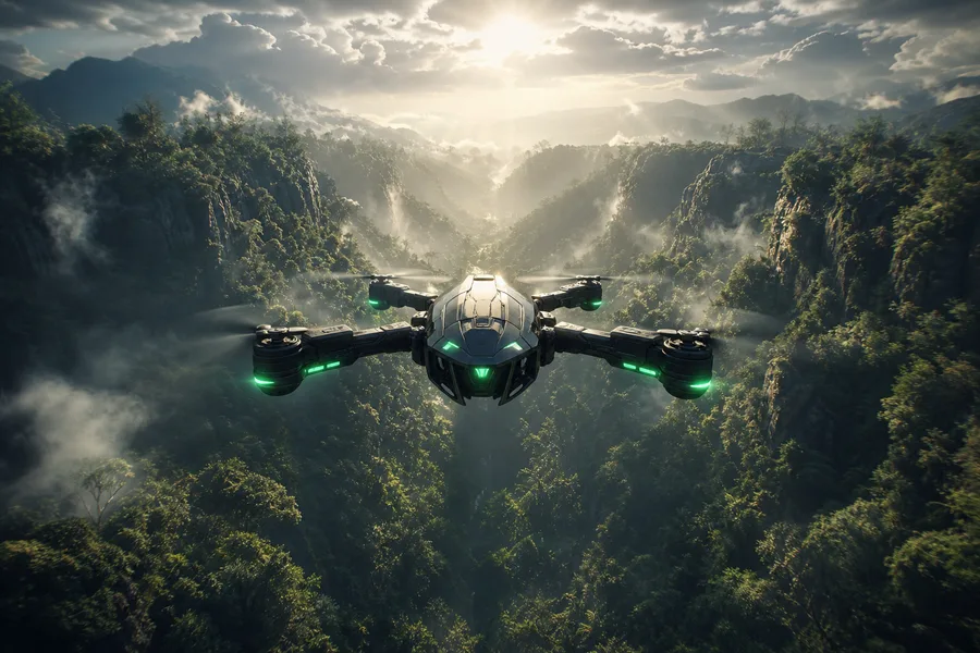 Cinematic Drone Above Forest Valley Drone Wallpaper 4 4K 7