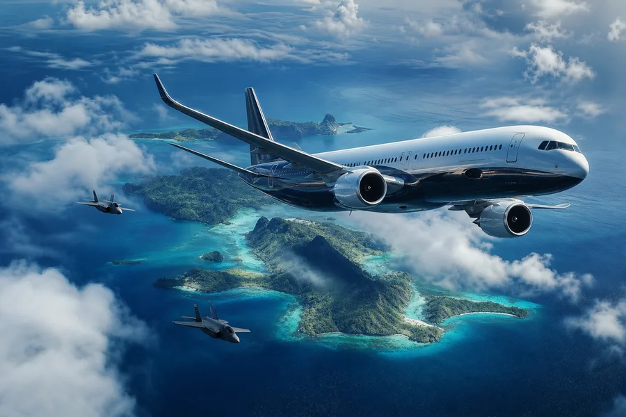 Commercial Airliner Above Tropical Islands In Clear Blue Sky Airplanes Wallpaper 2 4K 14