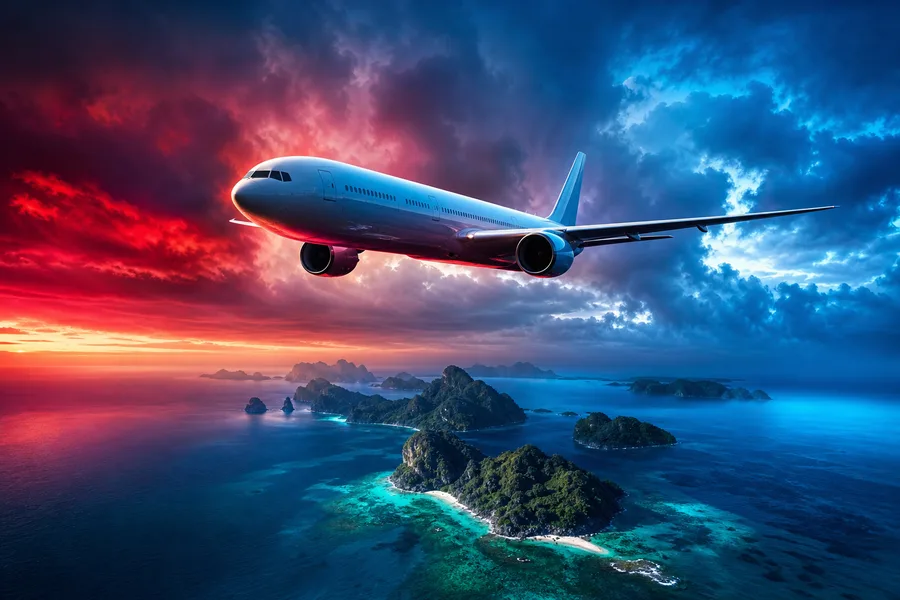 Commercial Airliner Above Tropical Islands In Clear Blue Sky Airplanes Wallpaper 2 4K 5