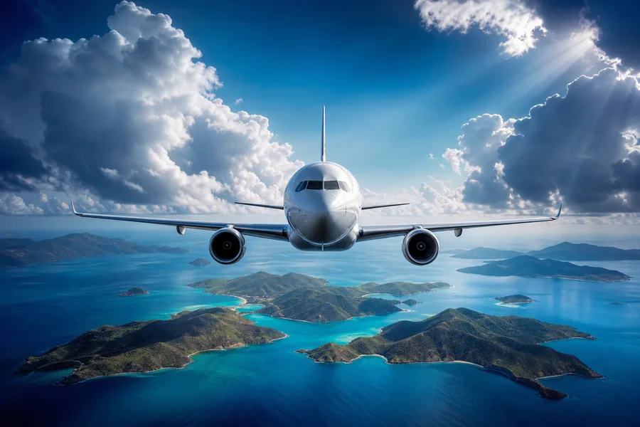 Commercial Airliner Above Tropical Islands In Clear Blue Sky Airplanes Wallpaper 2 4K 9