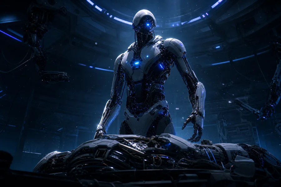 Cybernetic Robot In Dark Laboratory Robots Wallpaper 7 4K 4