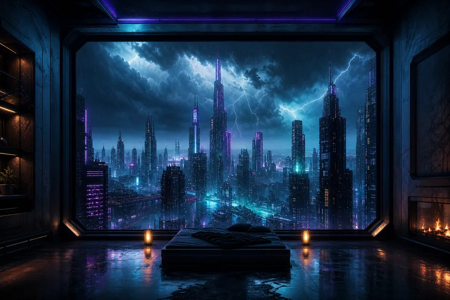 Cyberpunk Apartment Window View Cyberpunk Wallpaper 14 4K 6
