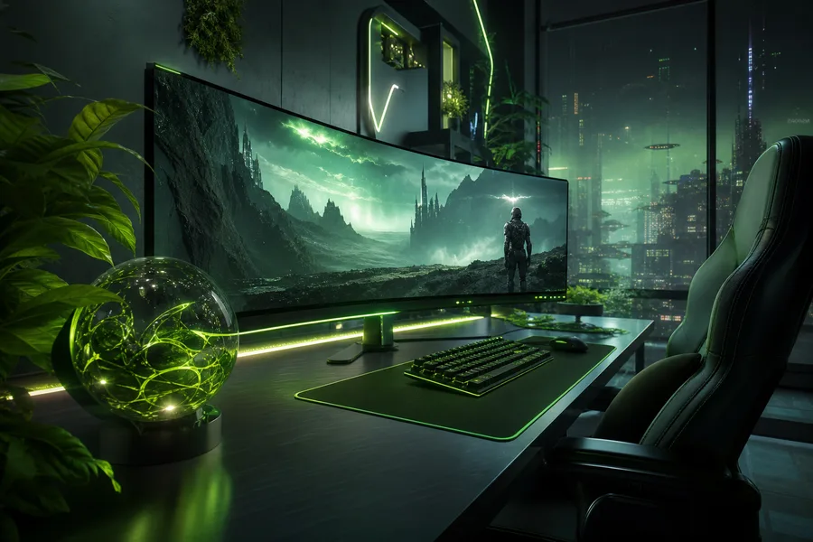 Cyberpunk Gaming Room With Ultrawide Monitor Gaming Wallpaper 4 4K 5