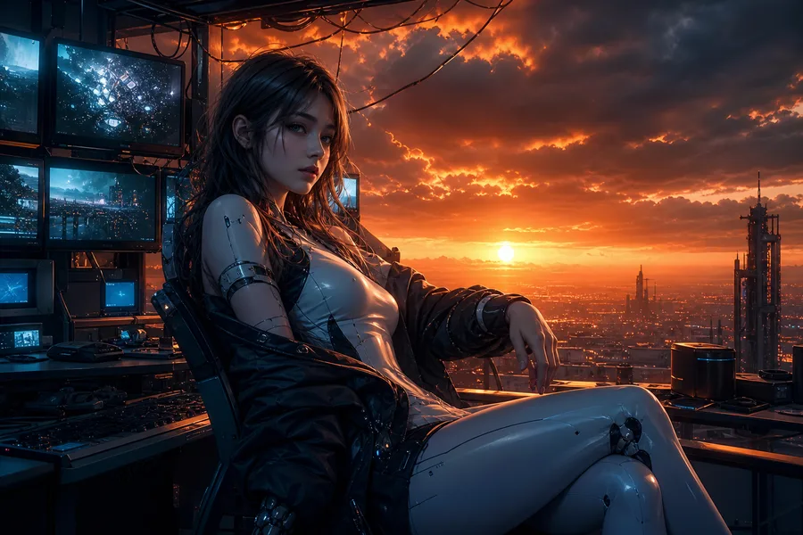 Cyberpunk Hacker Room With Neon Screens Ai-Girls Wallpaper 3 4K 2