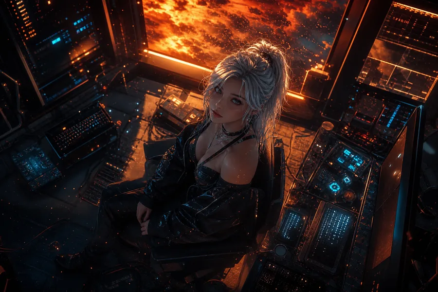 Cyberpunk Hacker Room With Neon Screens Ai-Girls Wallpaper 3 4K 3