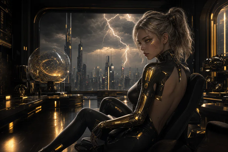 Cyberpunk Hacker Room With Neon Screens Ai-Girls Wallpaper  3 4K