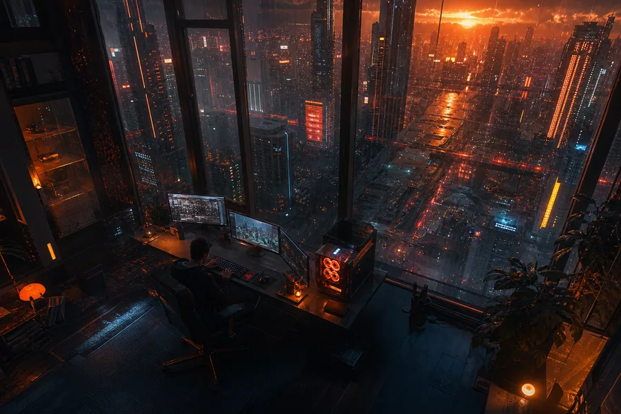 Cyberpunk Hacker Room With Neon Screens Cyberpunk Wallpaper 3 4K 14