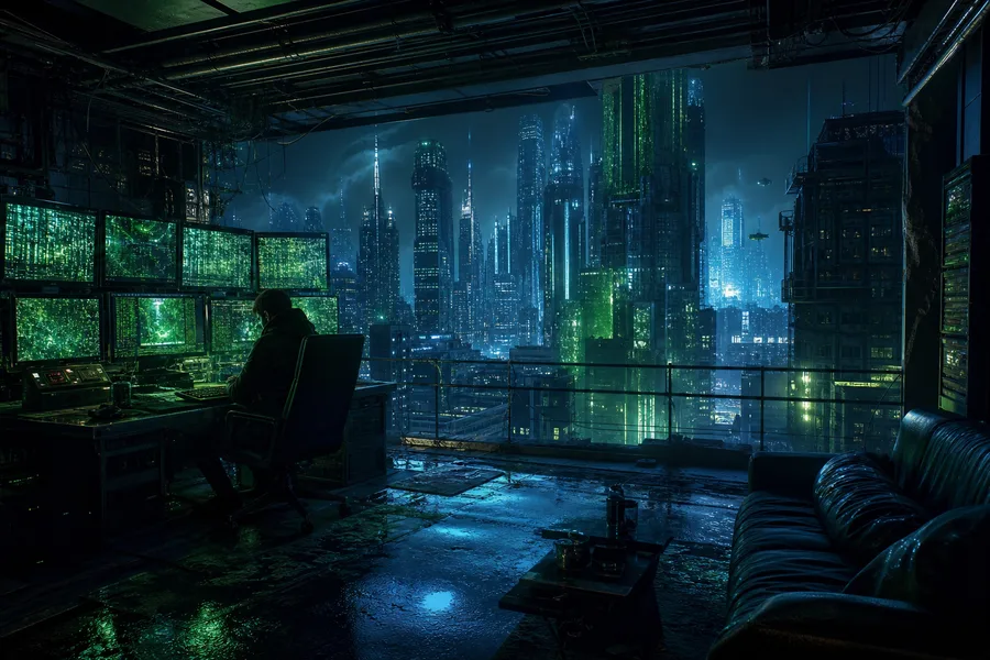 Cyberpunk Hacker Room With Neon Screens Cyberpunk Wallpaper  3 4K