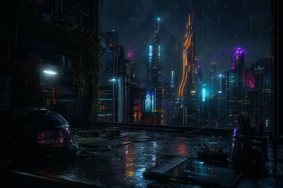 Cyberpunk Hacker Room With Neon Screens Cyberpunk Wallpaper 3 4K 7