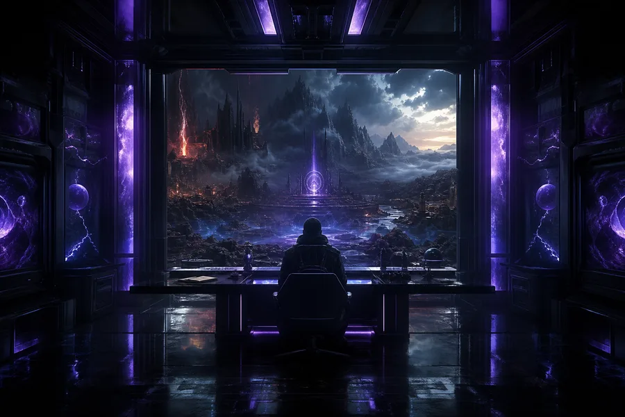 Cyberpunk Hacker Room With Neon Screens Fantasy Wallpaper 3 4K 3