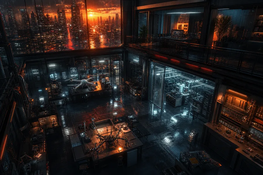 Cyberpunk Hacker Room With Neon Screens Hamster-Robotics Wallpaper 3 4K 5
