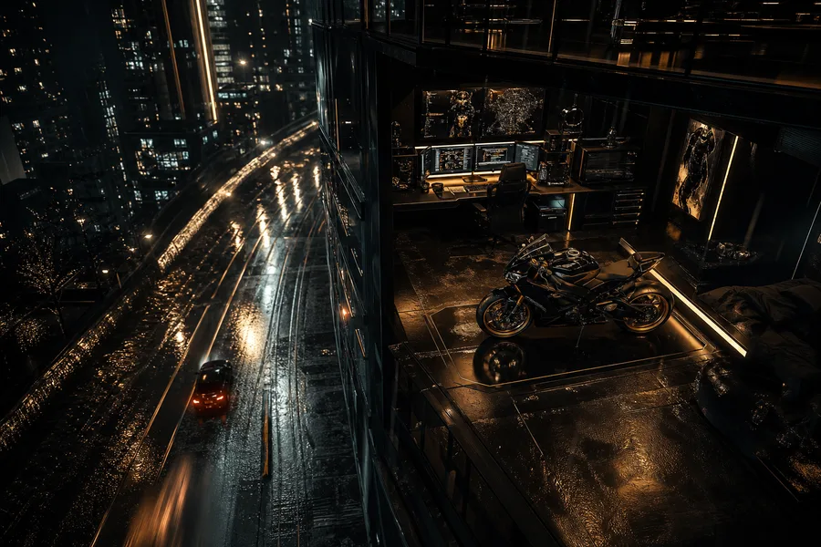 Cyberpunk Hacker Room With Neon Screens Motorcycles Wallpaper 3 4K 6