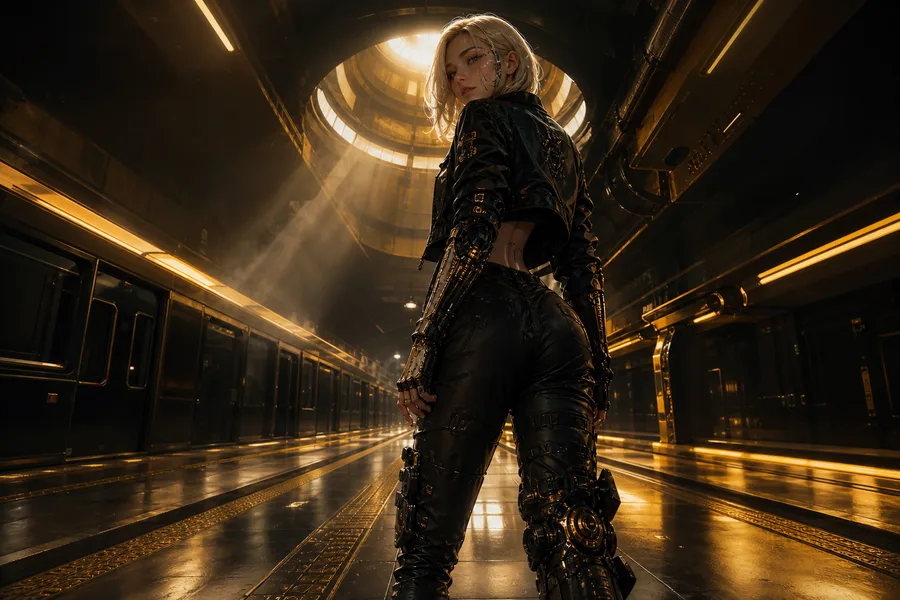 Cyberpunk Subway Station Ai-Girls Wallpaper 10 4K 2