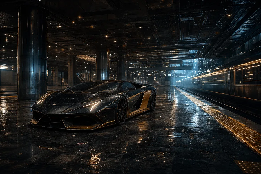 Cyberpunk Subway Station Supercars Wallpaper 10 4K 2