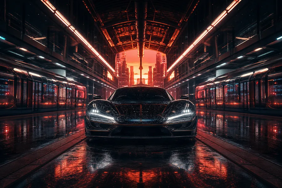 Cyberpunk Subway Station Supercars Wallpaper 10 4K 4