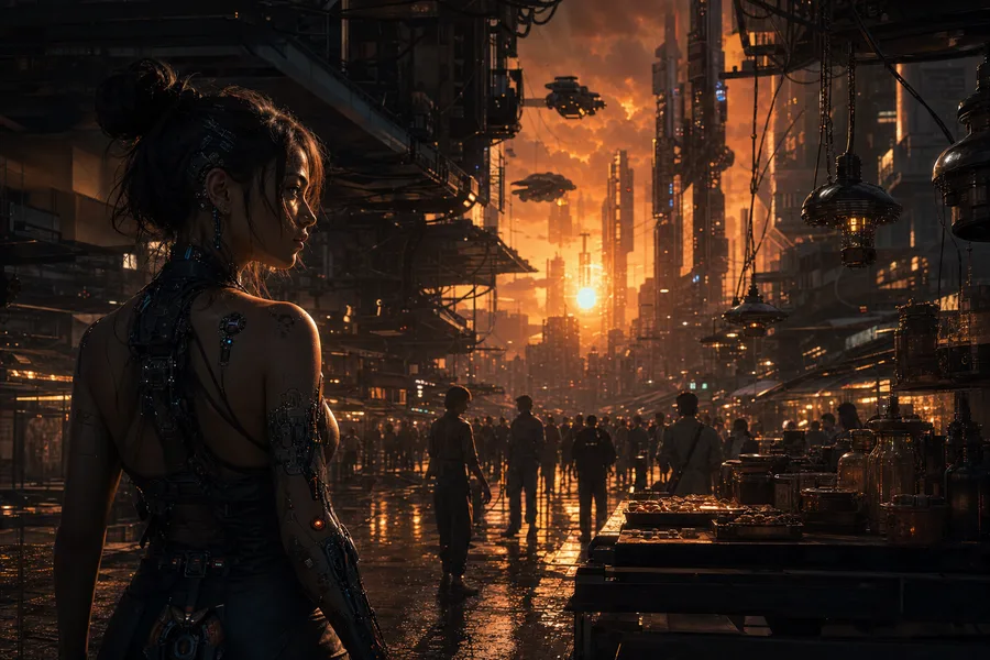 Dark Cyberpunk Market Street Cyberpunk Wallpaper 8 4K 12