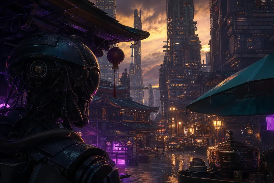 Dark Cyberpunk Market Street Cyberpunk Wallpaper 8 4K 4