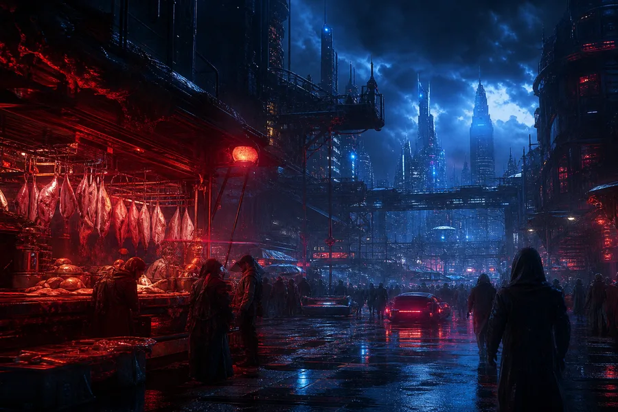 Dark Cyberpunk Market Street Cyberpunk Wallpaper 8 4K 5