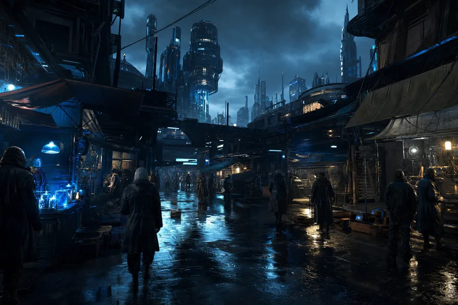 Dark Cyberpunk Market Street Cyberpunk Wallpaper 8 4K 7