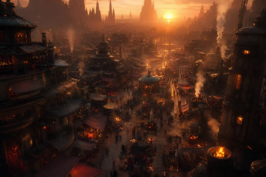 Dark Cyberpunk Market Street Fantasy Wallpaper  8 4K