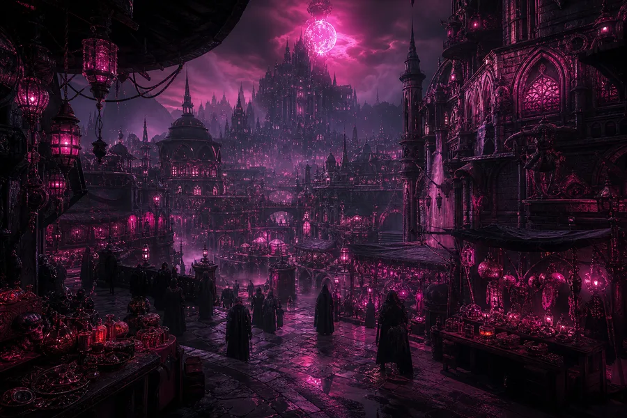 Dark Cyberpunk Market Street Fantasy Wallpaper 8 4K 4