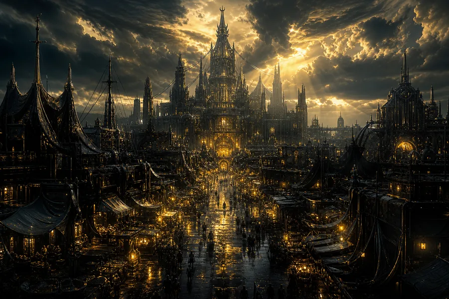 Dark Cyberpunk Market Street Fantasy Wallpaper 8 4K 7