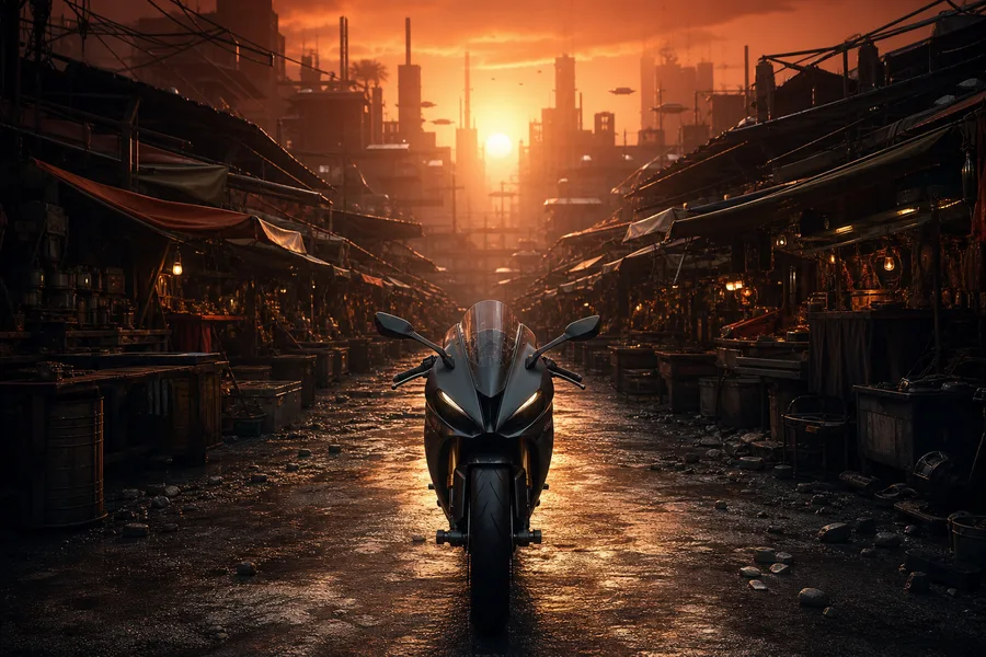 Dark Cyberpunk Market Street Motorcycles Wallpaper  8 4K