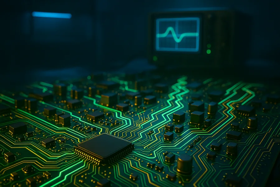 Electronics Lab With Oscilloscope And Neon Lights Electronics Wallpaper 3 4K 3