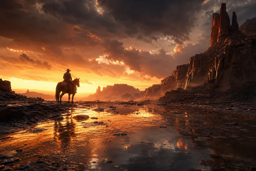 Epic Adventure Desert Scene With Dramatic Clouds Movie Wallpaper  7 4K