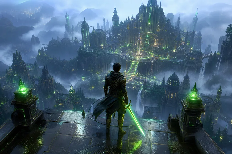 Epic Fantasy Warrior With Glowing Sword Gaming Wallpaper  2 4K
