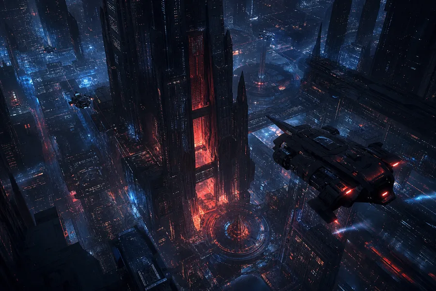 Epic Science Fiction City With Flying Vehicles Cinematic Style Movie Wallpaper 1 4K 4