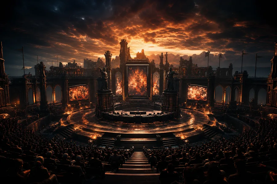 Esports Stage With Dramatic Lighting Gaming Wallpaper 16 4K 4