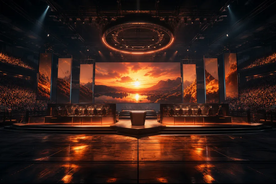 Esports Stage With Dramatic Lighting Gaming Wallpaper 6 4K 4