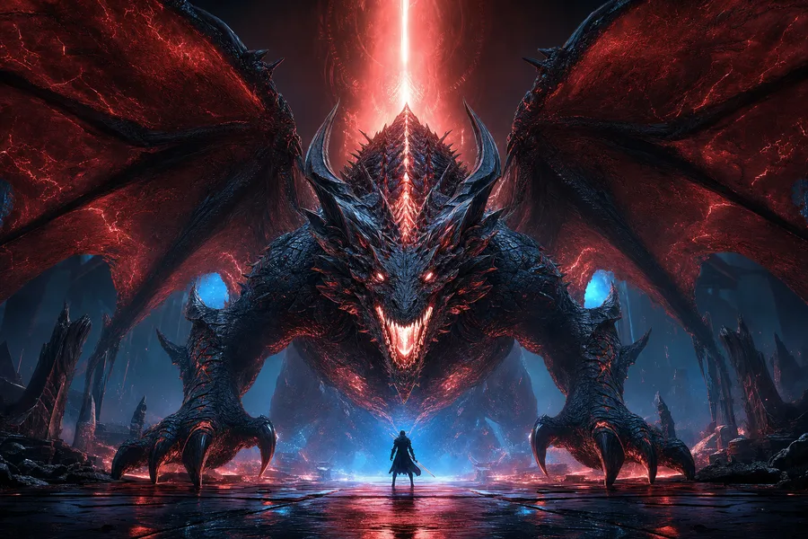 Fantasy Dragon Boss Battle Scene Gaming Wallpaper 15 4K 5