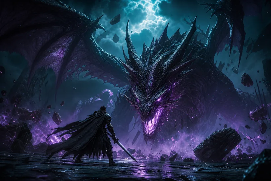 Fantasy Dragon Boss Battle Scene Gaming Wallpaper 15 4K 6