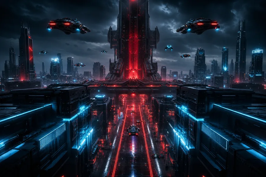 Flying Cars Above Neon Downtown Cyberpunk Wallpaper 13 4K 2