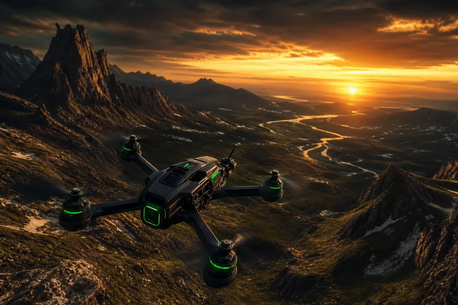 Fpv Drone Flying Above Mountains At Sunset Drone Wallpaper 1 4K 10