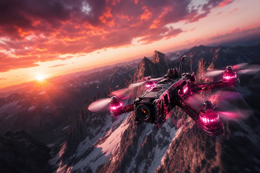 Fpv Drone Flying Above Mountains At Sunset Drone Wallpaper  1 4K