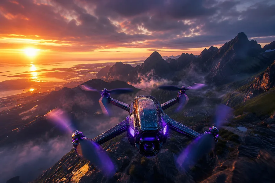 Fpv Drone Flying Above Mountains At Sunset Drone Wallpaper 1 4K 5
