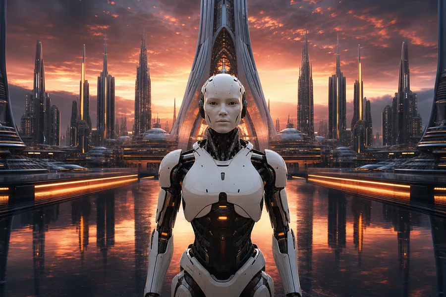 Friendly Humanoid Robot In Futuristic City Robots Wallpaper 1 4K 14