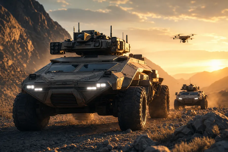 Futuristic Armored Vehicle In Desert Military Wallpaper 1 4K 9