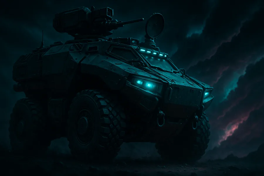 Futuristic Armored Vehicle In Desert Military Wallpaper 1 4K