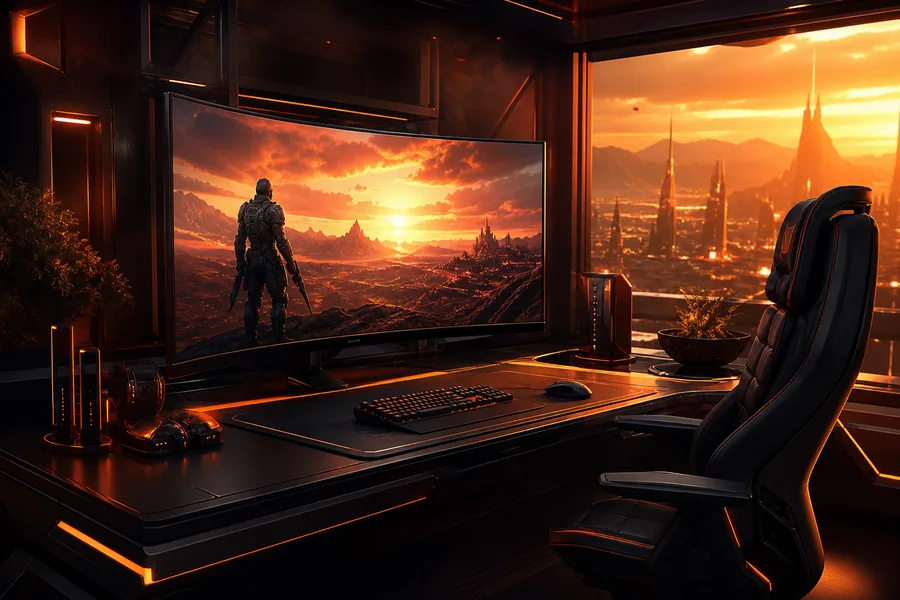Futuristic Gaming Setup With RGB Lighting Gaming Wallpaper 1 4K 11