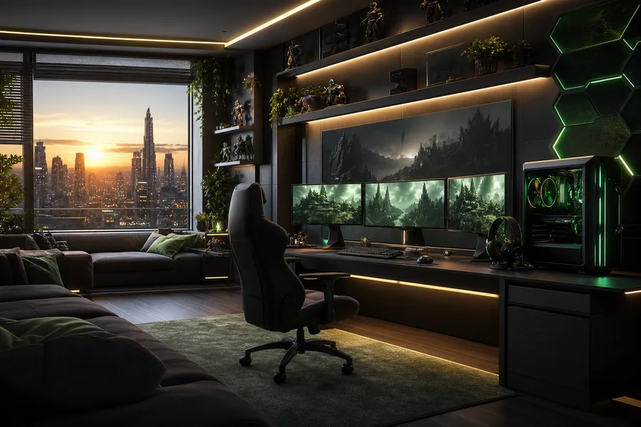 Futuristic Gaming Setup With RGB Lighting Gaming Wallpaper 1 4K 15