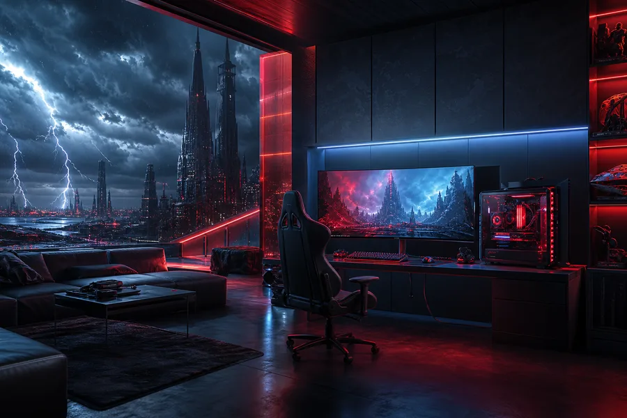 Futuristic Gaming Setup With RGB Lighting Gaming Wallpaper 1 4K 16